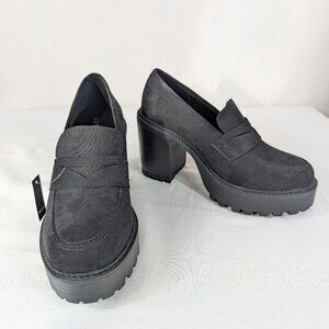 Torrid Black Heeled Loafers Faux Suede Plus Size Wide Width Size 10 WW NEW NWT
